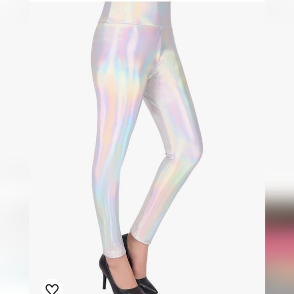Rainbow High Waist Irredescent Silver Leggings NWT Sz. M - Picture 2 of 11